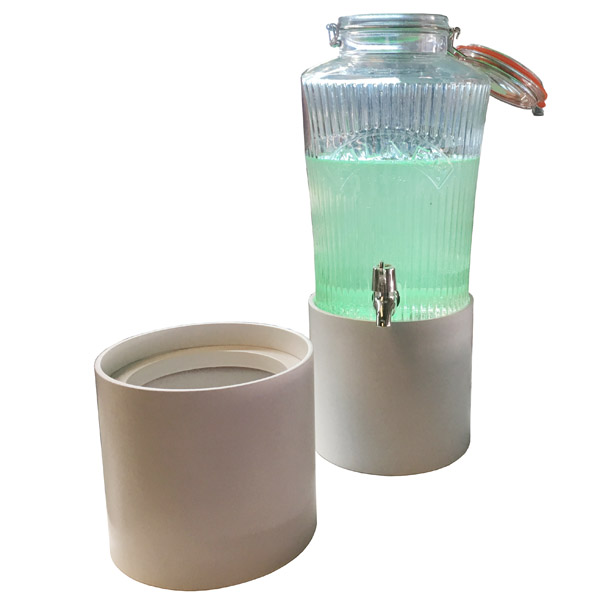 Mobiler Verkaufsstand Pr�sentationsstand autonomer Betrieb mit LED Leuchtpodest f�r Getr�nkespender